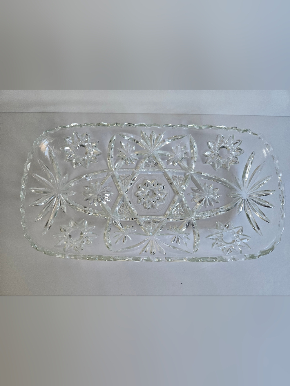 Anchor Hocking Vintage Rectangular Clear Cut Glass Platter